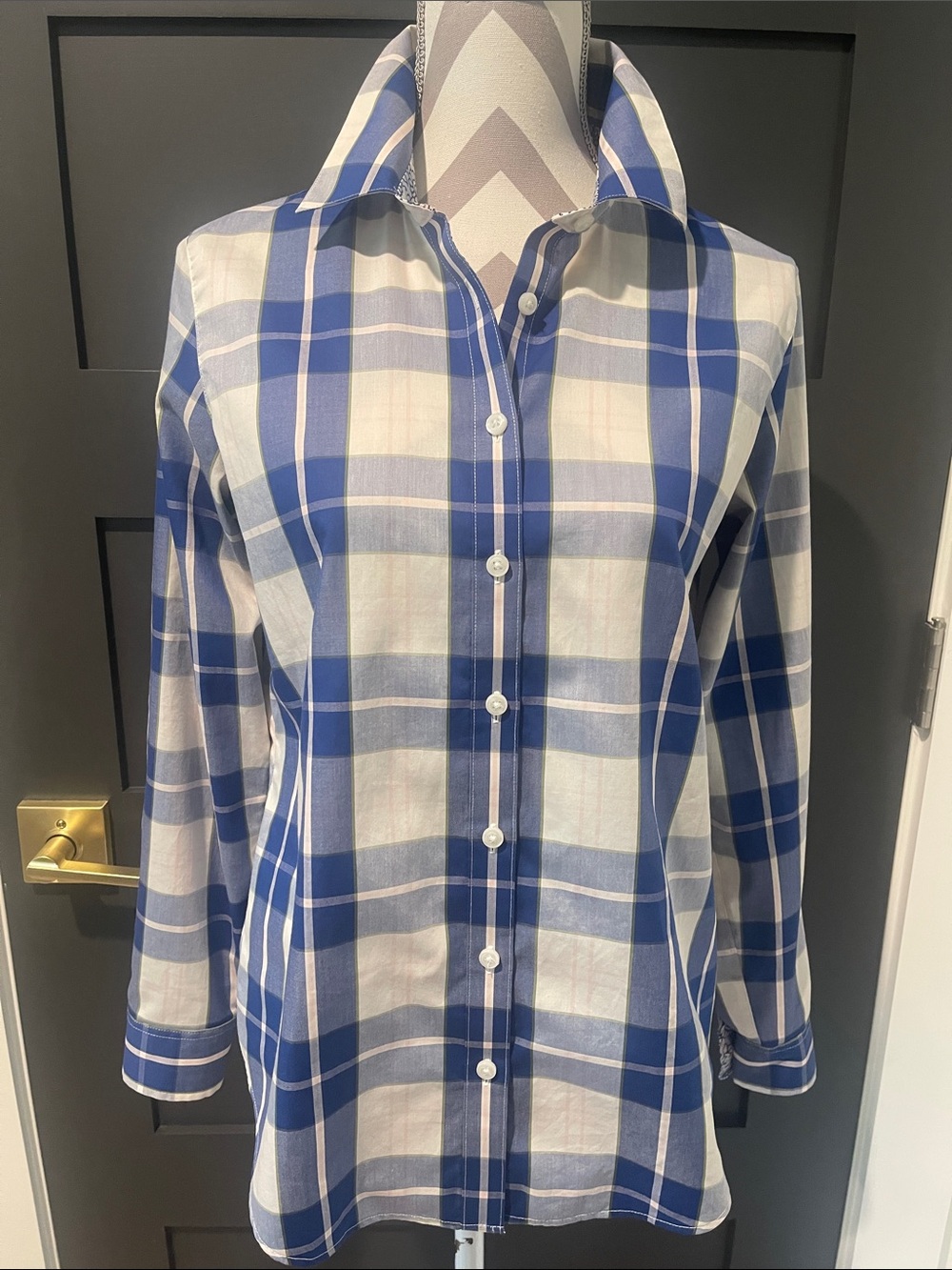 Orvis Plaid Preppy Reversible Floral Button Down Shirt Size 10